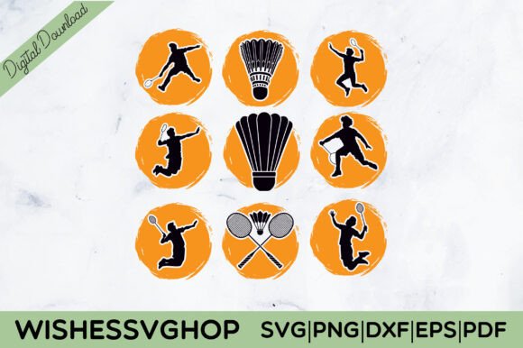 Badminton Vector Retro SVG PNG