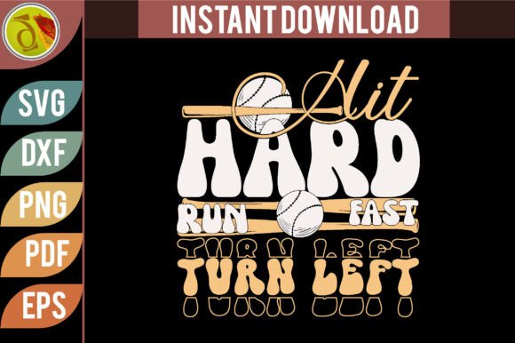 Hit Hard Run Baseball Retro Svg Design Review